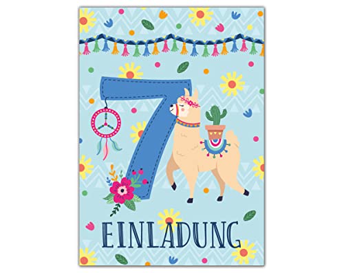 Junapack 12 Einladungskarten zum 7. Kindergeburtstag Einladung zum siebten Geburtstag Mädchen Lama Junapack 12 Einladungskarten zum 7. Kindergeburtstag Einladung zum siebten Geburtstag Mädchen Lama von Junapack