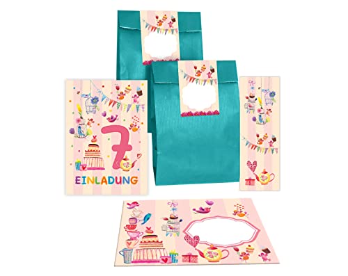 Junapack 12 Einladungskarten zum 7. Kindergeburtstag Einladung zum siebten Geburtstag Mädchen Vögelchen incl. 12 Umschläge, 12 Tüten/Petrol, 12 Aufkleber, 12 Lesezeichen Junapack 12 Einladungskarten zum 7. Kindergeburtstag Einladung zum siebten Geburtstag Mädchen Vögelchen incl. 12 Umschläge, 12 Tüten/Petrol, 12 Aufkleber, 12 Lesezeichen von Junapack