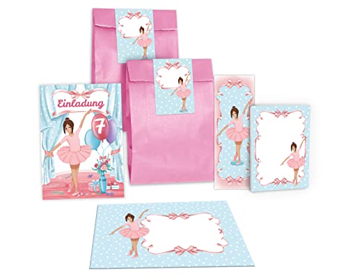 Junapack 12 Einladungskarten zum 7. Kindergeburtstag siebte Geburtstag Mädchen Ballerina incl. 12 Umschläge, 12 Tüten/rosa, 12 Aufkleber, 12 Lesezeichen, 12 Blöcke Junapack 12 Einladungskarten zum 7. Kindergeburtstag siebte Geburtstag Mädchen Ballerina incl. 12 Umschläge, 12 Tüten/rosa, 12 Aufkleber, 12 Lesezeichen, 12 Blöcke von Junapack