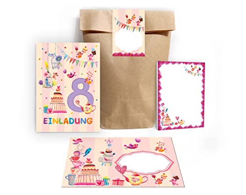 Junapack 12 Einladungskarten zum 8. Kindergeburtstag Einladung zum achten Geburtstag Mädchen Vögelchen incl. 12 Umschläge, 12 Tüten/Natur, 12 Aufkleber, 12 Blöcke Junapack 12 Einladungskarten zum 8. Kindergeburtstag Einladung zum achten Geburtstag Mädchen Vögelchen incl. 12 Umschläge, 12 Tüten/Natur, 12 Aufkleber, 12 Blöcke von Junapack