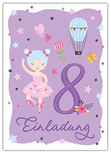 Junapack 12 Einladungskarten zum 8. Kindergeburtstag achte Geburtstag Mädchen Ballerina Junapack 12 Einladungskarten zum 8. Kindergeburtstag achte Geburtstag Mädchen Ballerina von Junapack