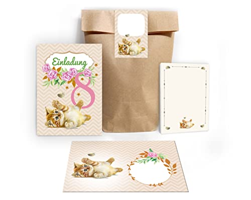 Junapack 12 Einladungskarten zum 8. Kindergeburtstag achte Geburtstag Mädchen Katze incl. 12 Umschläge, 12 Tüten/Natur, 12 Aufkleber, 12 Blöcke Junapack 12 Einladungskarten zum 8. Kindergeburtstag achte Geburtstag Mädchen Katze incl. 12 Umschläge, 12 Tüten/Natur, 12 Aufkleber, 12 Blöcke von Junapack