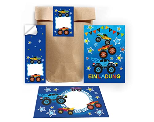 Junapack 12 Einladungskarten zum Kindergeburtstag Jungen Monster-Truck Auto incl. 12 Umschläge, 12 Tüten/Natur, 12 Aufkleber Junapack 12 Einladungskarten zum Kindergeburtstag Jungen Monster-Truck Auto incl. 12 Umschläge, 12 Tüten/Natur, 12 Aufkleber von Junapack