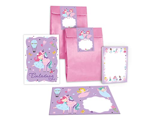 Junapack 12 Einladungskarten zum Kindergeburtstag Mädchen Ballerina mit Einhorn incl. 12 Umschläge, 12 Tüten/rosa, 12 Aufkleber, 12 Blöcke Junapack 12 Einladungskarten zum Kindergeburtstag Mädchen Ballerina mit Einhorn incl. 12 Umschläge, 12 Tüten/rosa, 12 Aufkleber, 12 Blöcke von Junapack