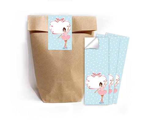 Junapack 12 Geschenktüten (Natur) + 12 Aufkleber Ballerina für Mitgebsel Gastgeschenk beim Kindergeburtstag Mädchen von Junapack
