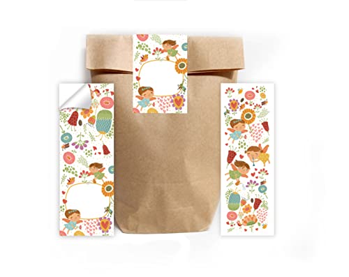 Junapack 12 Lesezeichen + 12 Geschenktüten (Natur) + 12 Aufkleber Feen Mitgebsel Gastgeschenk beim Kindergeburtstag Mädchen von Junapack