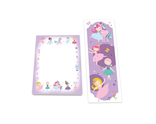 Junapack 12 Lesezeichen + 12 Mini-Notizblöcke (A7-Format) Ballerina Einhorn Mitgebsel für Kindergeburtstag Gastgeschenke für Mädchen von Junapack