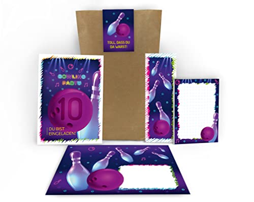 12 Einladungskarten zum 10. Kindergeburtstag zehnte Geburtstag Mädchen Jungen Bowling Bowling-Party incl. 12 Umschläge, 12 Tüten, 12 Aufkleber, 12 Lesezeichen, 12 Blöcke 12 Einladungskarten zum 10. Kindergeburtstag zehnte Geburtstag Mädchen Jungen Bowling Bowling-Party incl. 12 Umschläge, 12 Tüten, 12 Aufkleber, 12 Lesezeichen, 12 Blöcke von Junaversum