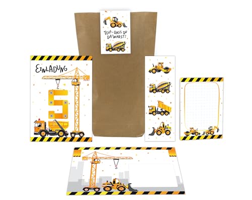 12 Einladungskarten zum 5. fünften Kindergeburtstag Jungen Baustelle Bagger incl. 12 Umschläge, 12 Tüten, 12 Aufkleber, 12 Lesezeichen, 12 Blöcke 12 Einladungskarten zum 5. fünften Kindergeburtstag Jungen Baustelle Bagger incl. 12 Umschläge, 12 Tüten, 12 Aufkleber, 12 Lesezeichen, 12 Blöcke von Junaversum