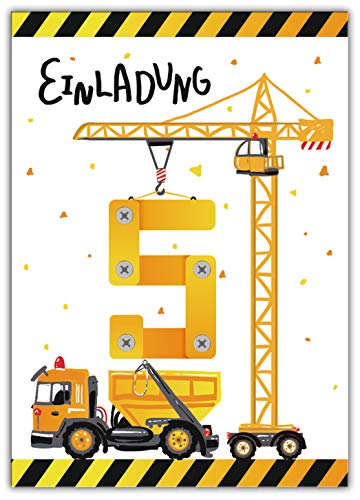 12 Einladungskarten zum 5. fünften Kindergeburtstag Jungen Baustelle Bagger 12 Einladungskarten zum 5. fünften Kindergeburtstag Jungen Baustelle Bagger von Junaversum