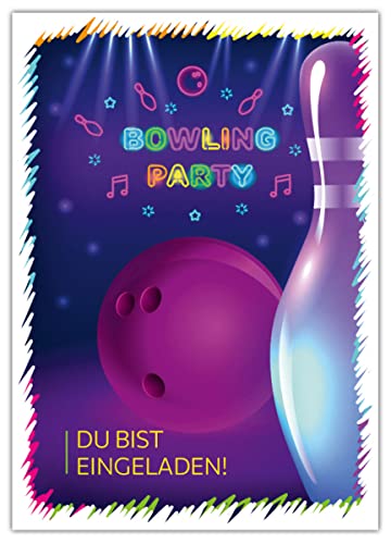 12 Einladungskarten zum Kindergeburtstag Mädchen Jungen Bowling Bowling-Party von Junaversum