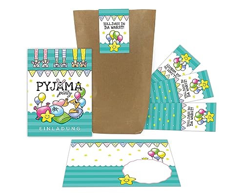 8 Einladungskarten zum Kindergeburtstag Einladungen zur Pyjama-Party Übernachtungsparty Lesenacht-Party incl. 8 Umschläge, 8 Tüten, 8 Aufkleber für Mädchen und Jungen 8 Einladungskarten zum Kindergeburtstag Einladungen zur Pyjama-Party Übernachtungsparty Lesenacht-Party incl. 8 Umschläge, 8 Tüten, 8 Aufkleber für Mädchen und Jungen von Junaversum