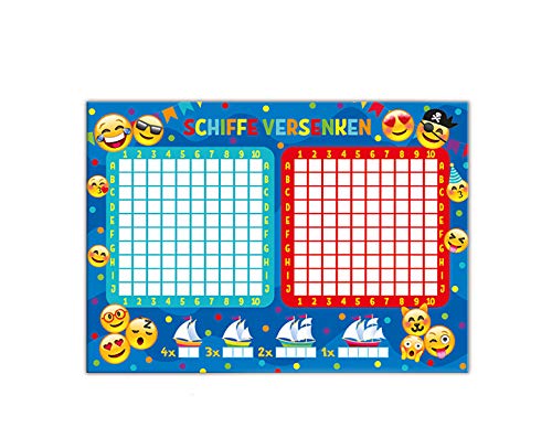 Junaversum 10 Spielblöcke Schiffe versenken/Blöcke DIN A6 (Smiley) je 25 Blatt von Junaversum