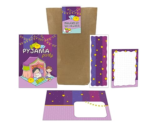 Junaversum 12 Einladungskarten zum Kindergeburtstag Übernachtungsparty Pyjamaparty Pyjama-Party Lesenacht-Party incl. 12 Umschläge, 12 Tüten, 12 Aufkleber, 12 Lesezeichen, 12 Blöcke Junaversum 12 Einladungskarten zum Kindergeburtstag Übernachtungsparty Pyjamaparty Pyjama-Party Lesenacht-Party incl. 12 Umschläge, 12 Tüten, 12 Aufkleber, 12 Lesezeichen, 12 Blöcke von Junaversum