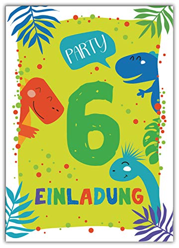 Junaversum 6 Einladungskarten zum 6. Kindergeburtstag Jungen Dinosaurier Einladungen sechste Geburtstag von Junaversum