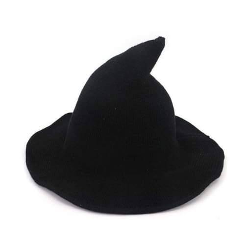 June Bloomy Halloween-Hexenhut, breite Krempe, faltbar, spitz, Kostüm, Party-Zubehör (schwarz) von June Bloomy