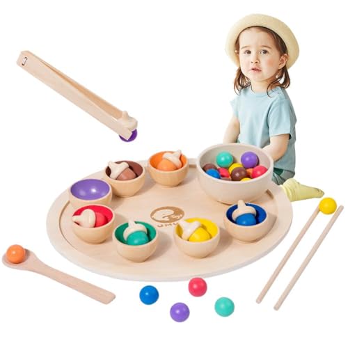 Junerain Holzfarben Sortier-Spielzeug for Kleinkinder, Bälle Tassen Montessori Holzspielzeug, Regenbogenbälle in Tassen Holzsortierspiel, Holzsensorisches Puzzle-Spiel mit Sortierschalen for Kinder Junerain Holzfarben Sortier-Spielzeug for Kleinkinder, Bälle Tassen Montessori Holzspielzeug, Regenbogenbälle in Tassen Holzsortierspiel, Holzsensorisches Puzzle-Spiel mit Sortierschalen for Kinder von Junerain