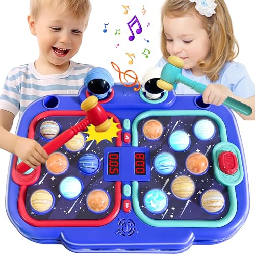 Junerain Whack Mole Game Interaktives Schlagspielzeug, 5-Modus-Spielzeug für die frühe Entwicklung mit 2 Hämmern und Musik für Kinder und Kleinkinder von Junerain