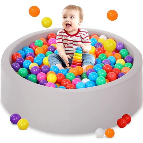 Baby Bällebad Schaumstoff-Ballpool mit 200 dreifarbigen Bällen, Bälle für Bällebad für Baby Bällebad mit Kunststoffbällen inklusive Runder weicher Faltbarer großer Bällebad für Kleinkinder Innen- und Baby Bällebad Schaumstoff-Ballpool mit 200 dreifarbigen Bällen, Bälle für Bällebad für Baby Bällebad mit Kunststoffbällen inklusive Runder weicher Faltbarer großer Bällebad für Kleinkinder Innen- und von JungleDove