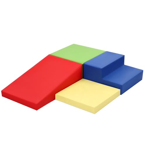 JungleDove Foam Climbing Blocks for Toddlers: 4 PCS PU Leather Freely-Assembled Kids Climbing Structure Toy Indoor (Assorted) von JungleDove