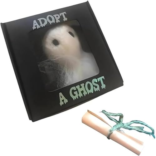 Junjie Adopt A Ghost,Geisterpuppe, süßer Taschengeist mit Einer kleinen Schriftrolle,Mini-Geist-Plüschpuppe, kreatives Geschenk für Geistergeschichten, Halloween-Dekorationsliebhaber (1 Set) von Junjie
