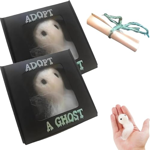 Junjie Adopt A Ghost,Geisterpuppe, süßer Taschengeist mit Einer kleinen Schriftrolle,Mini-Geist-Plüschpuppe, kreatives Geschenk für Geistergeschichten, Halloween-Dekorationsliebhaber (2 Set) von Junjie