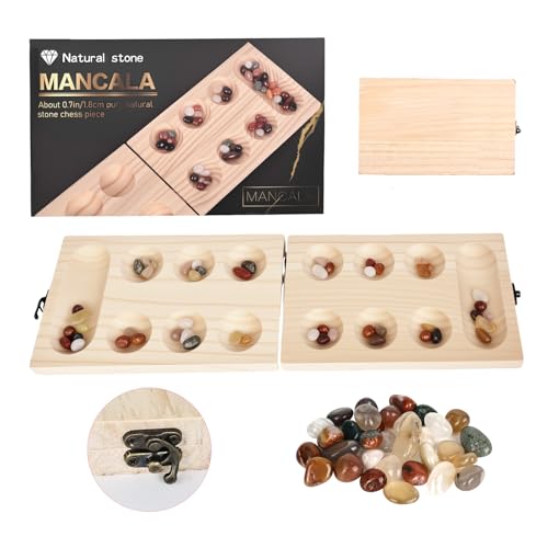 Junrvivy Mancala Steinspiel, Kalaha Spiel, Steinchenspiel Holz mit Steinen für Freunde Familie und Kinder, hochwertiges Reisespiel Strategie Junrvivy Mancala Steinspiel, Kalaha Spiel, Steinchenspiel Holz mit Steinen für Freunde Familie und Kinder, hochwertiges Reisespiel Strategie von Junrvivy
