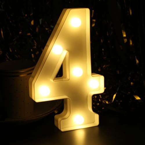 H: 21,6 cm beleuchtete Zahlen 4 Tafelaufsätze Tischschild, Happy 4th Birthday Dekorationen für Mädchen, 4 Jahre altes Jubiläum Party Dekor für Jungen H: 21,6 cm beleuchtete Zahlen 4 Tafelaufsätze Tischschild, Happy 4th Birthday Dekorationen für Mädchen, 4 Jahre altes Jubiläum Party Dekor für Jungen von JunyRuny