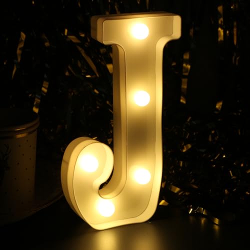 LED-Festzeltschild, leuchtende Buchstaben, Alphabet-Buchstaben-Schild, batteriebetriebene LED-Buchstabenlichter für Nachtlicht, Hochzeit, Geburtstag, Party, Weihnachten oder Heimdekoration (Buchstabe von JunyRuny