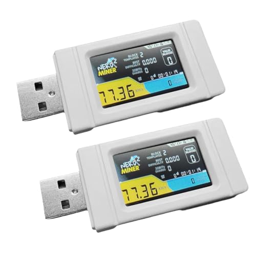 Juqoyue 2 Stück Nerdminer USB Miner 77KH/S BTC Solo Lottery Mining Miner mit Farbdisplay Mini Bitcoin BTC Miner Nerd Miner von Juqoyue