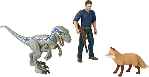 Jurassic World Dominion Human & Dino Pack Owen & Velociraptor Beta & Zubehör, authentische Actionfiguren, bewegliche Gelenke, ab 4 Jahren von Mattel