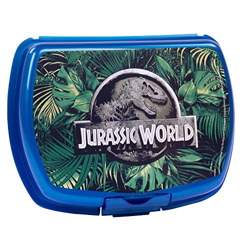 p:os p:os Jurassic World - Brotdose für Kinder mit Dinosaurier-Motiv, Lunch-Box aus Kunststoff mit einem Fach und Clip-Verschluss, ideal für das Pausenbrot in der Schule von p:os