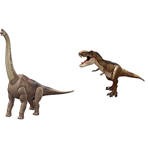 Jurassic World Dinosaurier, Extra große T-Rex Actionfigur & HFK04 - EIN neues Zeitalter Brachiosaurus Dinosaurier-Actionfigur, 81 cm, Spielzeuggeschenk, physischer und digitaler Spielspaß von Jurassic World