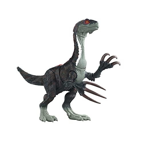 Jurassic World Dinosaurier, aus 'Dominion: Ein neues Zeitalter', Therizinosaurus Actionfigur, mit langen Klauen, Angriffsbewegungen & Geräuscheffekte, Spielzeug ab 4 Jahre, GWD65 von Mattel