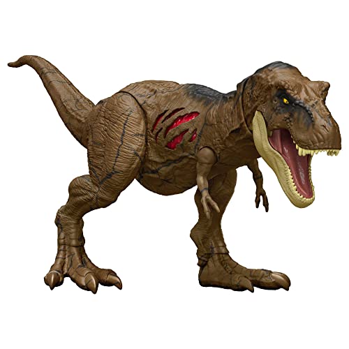 Jurassic World Figur mit Gelenken, Zerstörung Tyrannosaurus Rex, bewegliche Kiefer, Kratzer auf beiden Seiten, physisches und digitales Spiel, Kinderspielzeug, ab 4 Jahren, HGC19 von Jurassic World