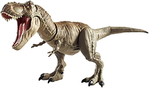 Jurassic World GNH34 - Großer Superbiss-Kampfaction Tyrannosaurus Rex mit realistischen Details, beweglich, Schwanzangriff und Kopfstoß auf Knopfdruck, Dinosaurier Spielzeug für Kinder ab 4 Jahren von Jurassic World