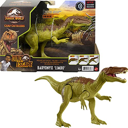 Jurassic World GWD12 - Brüllattacke Baryonyx Camp Cretaceous, bewegliche Gelenke, realistische Form, Angriffsfunktion und Geräusche, Fleischfresser, Dinosaurier Spielzeug für Kinder ab 4 Jahren von Jurassic World