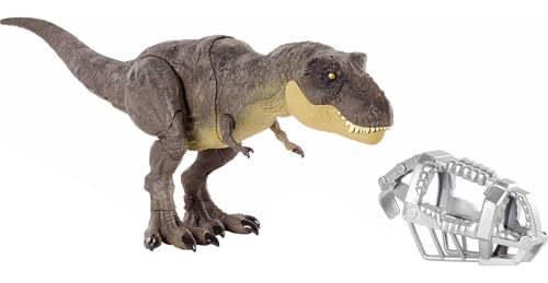 Jurassic World GYW84 - Tyrannosaurus Rex Figur Camp Cretaceous Dino-Flucht Spielzeug mit Stampfbewegung, bewegliche Gelenke, authentisches Dekor, Dinosaurier Spielzeug Geschenk für Kinder ab 4 Jahren von Jurassic World