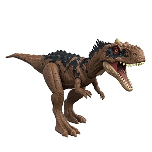 Jurassic World HDX35 - „Ein neues Zeitalter“ Roar Strikers Rajasaurus bewegliche Dinosaurier-Actionfigur mit Brüllgeräuschen, Beißangriffe, Dinosaurier Spielzeug für Kinder ab 4 Jahren von Jurassic World