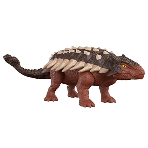 Jurassic World HDX36 - „Ein neues Zeitalter“ Roar Strikers Ankylosaurus Dinosaurier-Actionfigur mit Brüllgeräuschen, Schwanzpeitschen, bewegliche Gelenken, Dinosaurier Spielzeug für Kinder ab 4 Jahren von Jurassic World