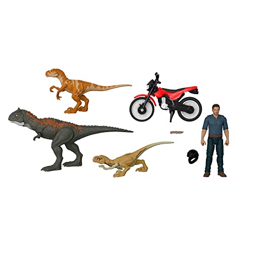 Jurassic World - Legacy Owen Kollektion und Dinosaurier Flucht Set mit Motorrad und Owen Grady Charakter, Spielzeug für Kinder ab 4 Jahren, HFG64 von Jurassic World