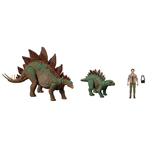 HHK91 - Jurassic World: Ein neues Zeitalter Legacy Collection Dr Sarah Harding mit großem und kleinem Stegosaurus-Dinosaurier, authentische und bewegliche Figuren, 9,5 cm, ab 4 Jahren von Jurassic World