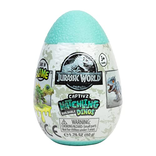 Jurassic World JW-HC-14CDU Captivz HATCHLINGS Edition Eier mit baubarem Baby-Dinosaurier-Spielzeug und Schleim Jungen und Mädchen. Designs variieren, zufällig ausgewählt von Jurassic World