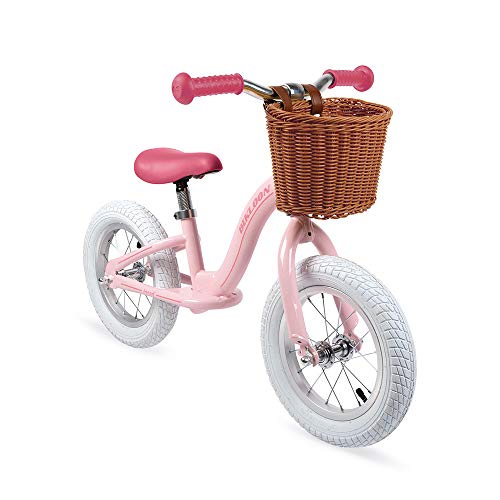 Janod - Metal Balance Bike - Retro Vintage Look - Learning Balance and Independence - Adjustable Saddle, Inflatable Tires - Basket Included - Pink Color - For children from the Age of 3, J03295 von Janod