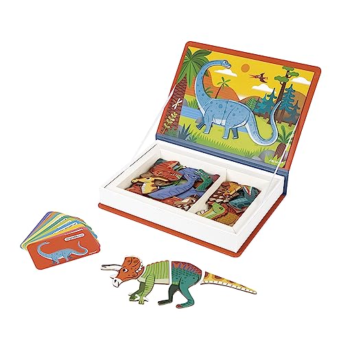 Janod - Magneti'Book Dinosaurier - 50-teiliges magnetisches Lernspiel - Entwicklung von Feinmotorik und Fantasie - FSC-zertifiziert - Ab 3 Jahren, J02590, 26 x 19 cm von Janod