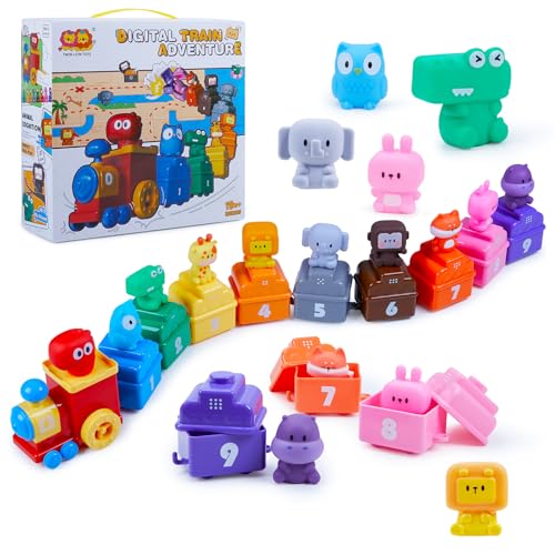 Jurchio Montessori Baby Spielzeug ab 1 2 3 Jahr, 10 Pack Tiere Lernbauernhofzug zum Zählen, Zuordnen und Sortieren, Lernspielzeug Kinderspielzeug Zählen Sortieren von Jurchio