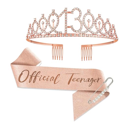 JurciCat 13. Geburtstag Fabulous Schärpe und Tiara für 13 Geburtstag Deko Geschenk Mädchen Party Accessoires von JurciCat