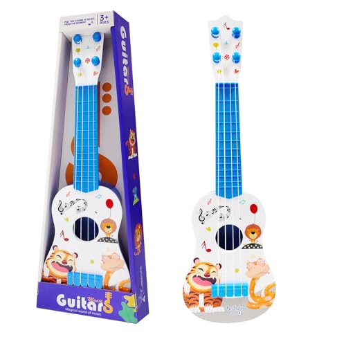 JurciCat 42cm Kindergitarre Mit 4 verstellbaren Saiten Ukulele Gitarre Spielzeug für Kleinkinder Anfänger Jungen Mädchen von JurciCat