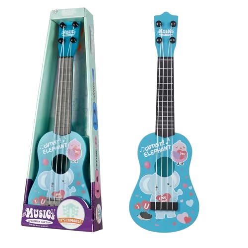 JurciCat 42cm Kindergitarre Musikspielzeug Gitarre Kinder Mit 4 verstellbaren Saiten Kinder Gitarre Ukulele Gitarre Spielzeug für Kleinkinder Anfänger Jungen Mädchen(Elefant) von JurciCat