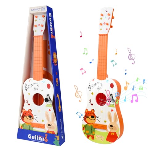 JurciCat 42cm Kindergitarre Musikspielzeug Gitarre Kinder Mit 4 verstellbaren Saiten Kinder Gitarre Ukulele Gitarre Spielzeug für Kleinkinder Anfänger Jungen Mädchen(Löwe) von JurciCat